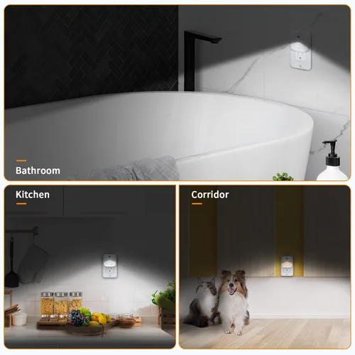 Vista 6 de LuxLumin Las luces LED nocturnas se enchufan a la pared con sensor de atardecer a amanecer, se encienden y apagan automáticamente, luz nocturna