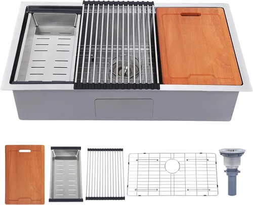 Vista 7 de Hotis - Fregadero de barra negro de montaje inferior, fregadero de barra negra de 15 x 17 pulgadas, fregadero de cocina pequeño de acero inoxidable