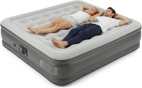 Vista 11 de Naturehike Colchón de aire tamaño California King con bomba recargable USB integrada, 992 libras de soporte máximo colchones inflables, colchón
