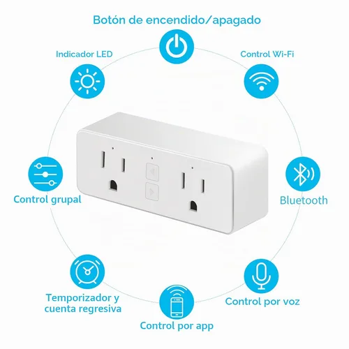 Vista 2 de Matter - Enchufe inteligente dual de 15 A, 2 unidades, compatible con Alexa, Google y Apple Home