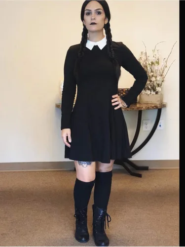 Vista 4 de FENSACE - Vestido de manga larga para mujer con cuello de Peter Pan