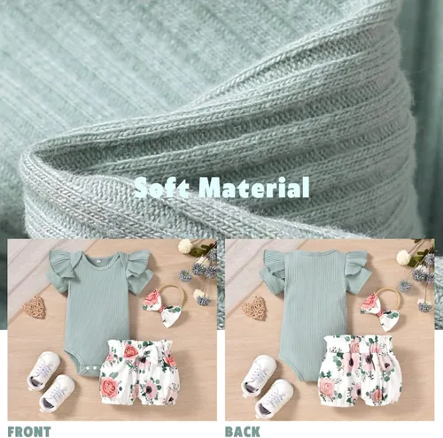 Vista 5 de Aalizzwell Body acanalado con pantalones cortos para bebé, ropa de verano