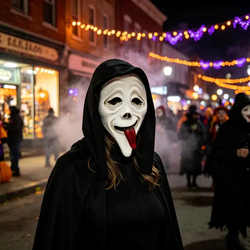 Vista 2 de Máscara de terror de Halloween, máscara de calavera con forma de esqueleto