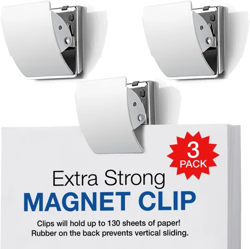 Vista 12 de Clips magnéticos extra fuertes para refrigerador y más, color azul grande, paquete de 3