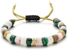 Vista 8 de MIRFREYR Pulsera de piedra natural con cuentas de cristal de curación natural, unisex, ajustable