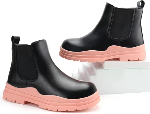 Vista 5 de brooman Botas Chelsea para niños y niñas, botines con cremallera