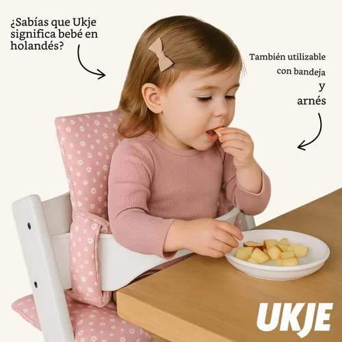 Vista 4 de UKJE Cojín Compatible con Stokke Tripp Trapp (Modelo Antiguo y Nuevo) 2 Piezas Limpiable y Lavable a 86°F Algodón Certificado Oeko-Tex Funda