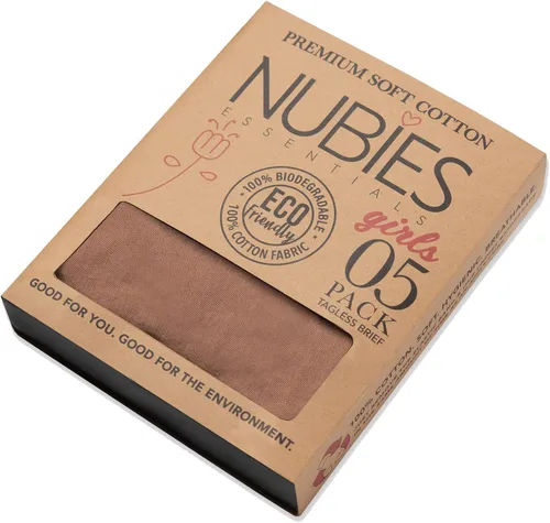 Vista 8 de NUBIES Undies On-the-Go Underwear Girls Eco-Friendly Biodegradable Tagless Premium Soft Cotton Briefs (5-Pack)