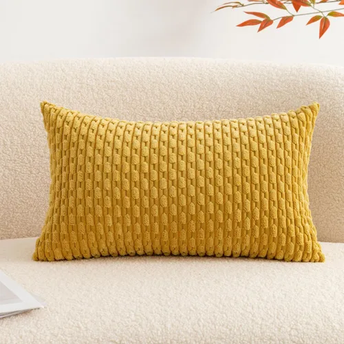Vista 21 de UGS UGASA - Funda de almohada decorativa de pana suave de 18 x 18 pulgadas, funda de almohada cuadrada a rayas estilo bohemio para sofá, sala