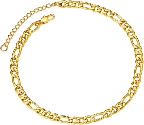 Vista 8 de ChainsPro - Pulsera de tobillo ajustable para mujer y hombre, estilos fígaro, trigo, bizantina, espiga, cubano, con cierre resistente, chapada