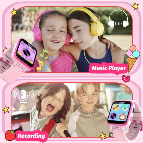 Vista 22 de Reloj inteligente para niños con juegos de rompecabezas, pantalla táctil HD, cámara de video, reproductor de música, podómetro, reloj despertador