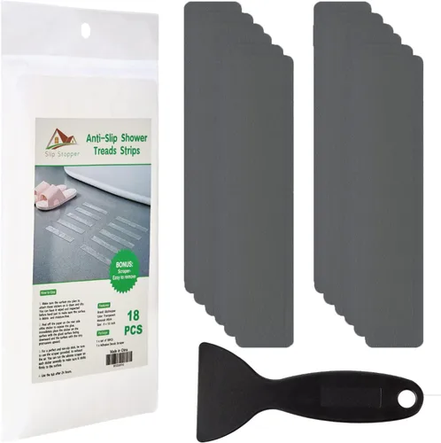 Vista 9 de Tiras antideslizantes para bañera, 18 unidades, adhesivos más grandes, antideslizantes, para bañera, baño, escaleras con raspador prémium