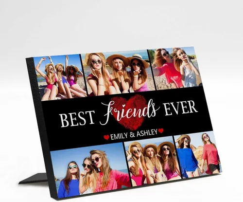 Vista 31 de M YESCUSTOM Marco de fotos personalizado con texto de amigos, marco de fotos de amistad para mejores amigos, panel de fotos Fover con pantalla