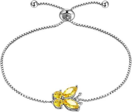 Vista 17 de Aurora Tears Pulsera de piedra natal de mariposa – Pulsera de plata de ley 925 para mujer, regalo de cumpleaños para mujer A. Enero