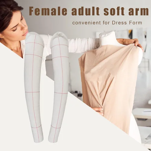 Vista 4 de 1:1 - Forma de vestido femenino para adultos, brazos suaves para costura, maniquí de sastre totalmente fijable, brazos drapeados de algodón, brazos