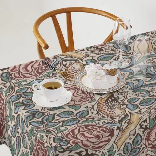 Vista 139 de Mantel Floral Retro de Pájaros, Diseño Original Bohemio William Morris Estampado Cubierta de Mesa para Hogar Picnic Fiesta Comedor Cocina William