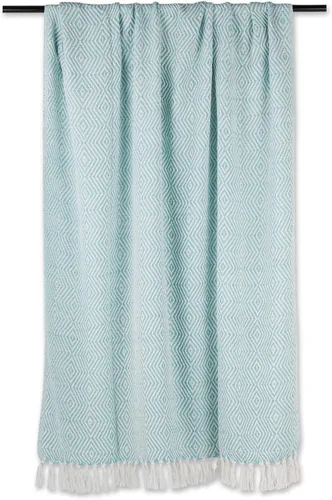 Vista 2 de DII Diamond Throw Collection - Manta de algodón tejido, 50x60, aguamarina