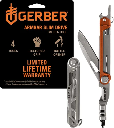 Vista 8 de Gerber Gear Armbar Slim Drive Cuchillo de bolsillo EDC multiherramienta con destornillador, abrebotellas, ónix