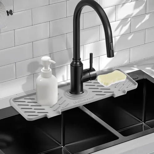 Vista 8 de Alfombrilla de Silicona para Grifo de Fregadero de Cocina – Gen 3 Protector contra Salpicaduras con Pendiente de 10° con Orificio Recortable