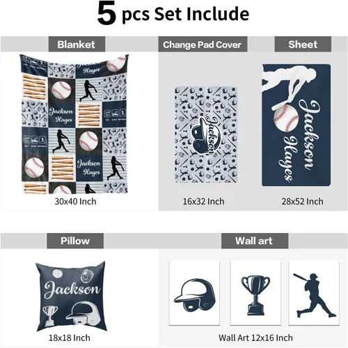 Vista 8 de Juego de ropa de cama personalizado para cuna de bebé, juego de 5 piezas para cuna de bebé, diseño de arco iris y diseño de arco iris, manta de bebé