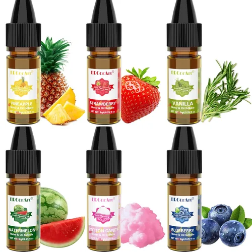 Vista 2 de Aceite Aromatizante para Alimentos - Sabores Concentrados de Dulces, 6 Aceites Aromatizantes Líquidos para Brillo Labial, Aceite de Sabor Algodón