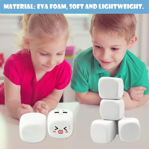 Vista 6 de Dados de espuma EVA blanca para niños, bloques de construcción de graffiti, pintura creativa, suministros de fiesta, 1.96 pulgadas, 12
