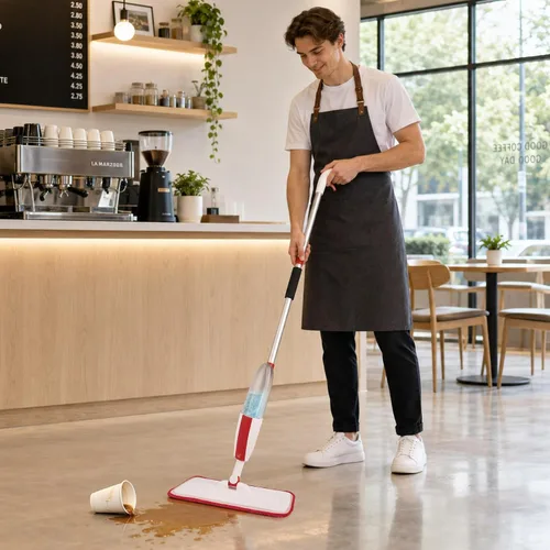 Vista 9 de Trapeadores para limpieza de suelos con rociador húmedo con botella recargable de 14 onzas y 2 almohadillas de microfibra lavables, uso doméstico
