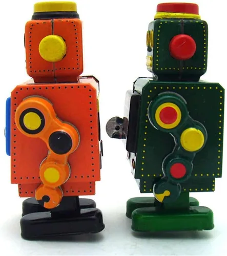 Vista 4 de Charmgle MS519 Retro Tin Toy Robot Wind-Up Toy Fotografía Decoración Novedad Regalo Colección Adulto (Naranja)