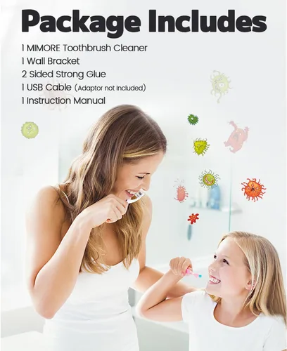 Vista 7 de MIMORE Soporte para cepillos de dientes, 4 ranuras para cepillos de dientes y función de temporizador, soportes inalámbricos para cepillos