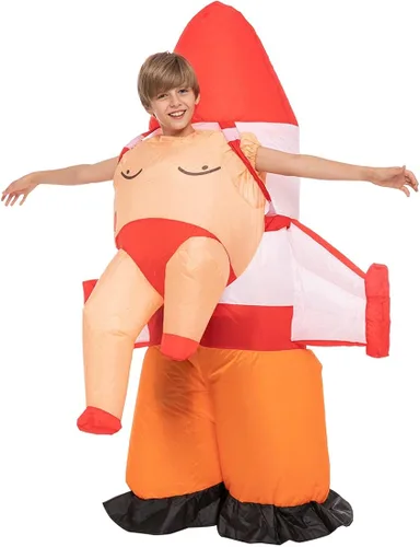 Vista 3 de Spooktacular Creations Disfraz inflable de Halloween para niños, disfraz inflable de cohete - niño