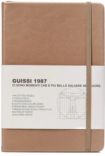 Vista 8 de Guissi Cuaderno clásico de cuadrícula de puntos, tapa dura A5, papel grueso sin ácidos de 2.82 oz/m², con bolsillo interior fino, piel sintética