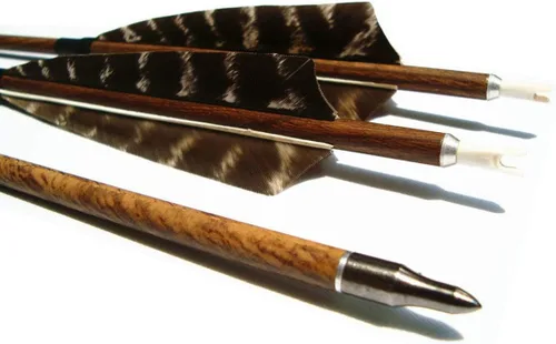 Vista 5 de Tiro con arco flechas de carbono de grano de madera eje 500 columna vertebral con plumas Fletching para caza tiro
