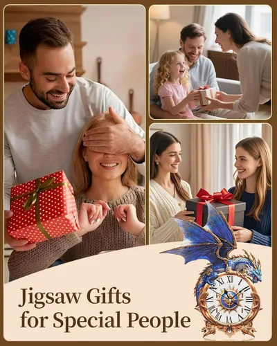 Vista 6 de Rompecabezas de madera 3D para adultos, kit de modelo de reloj de dragón azul con péndulo, rompecabezas 3D para adultos, kit de reloj de pared DIY