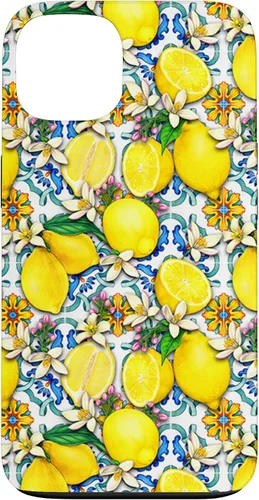 Vista 7 de Citrus Fruit Lemons Blue Tile Gardencore Farmcore Pattern Case for iPhone 17