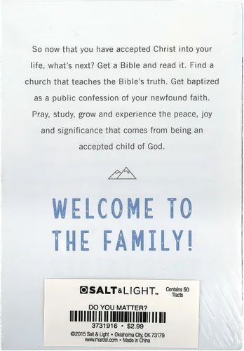Vista 2 de SALT & LIGHT, Do You Matter Gospel Tracts, 5 1/4 x 3 1/2 pulgadas, juego de 50 tractos