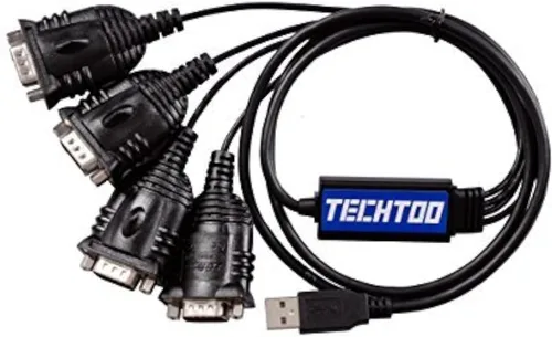 Vista 8 de TECHTOO Adaptador USB a Serial RS232 DB9 de 4 puertos USB a Seria Convertidor Serial Cable de 9 pines con tornillos de pulgar