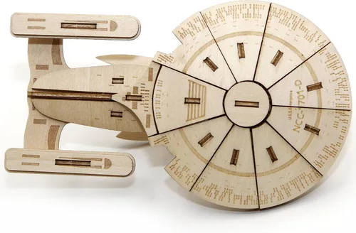 Vista 3 de Star Trek - Kit de modelo de rompecabezas de madera 3D de The Next Generation Enterprise (50 piezas) con licencia oficial NCC-1701-D Starship