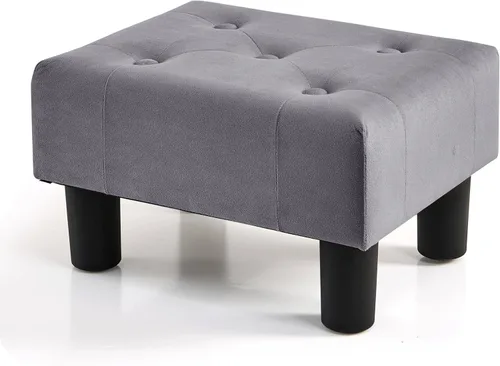 Vista 31 de BRIAN & DANY Taburete pequeño para pies, taburetes de lino con patas, reposapiés pequeño estable para sala de estar, beige