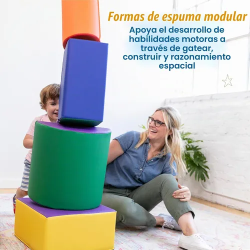 Vista 3 de ECR4Kids SoftZone - Juego de trepar y gatear, bloques de construcción, surtido, 5 piezas Espuma suave, cubierta de poliuretano, certificado