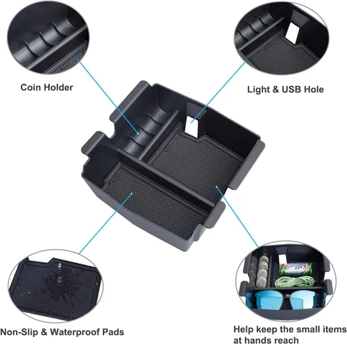 Vista 6 de PIMCAR Organizador de consola central para Jeep Wrangler JL/JLU (2018-2026) y Gladiator JT (2020-2026) Bandeja de almacenamiento para reposabrazos