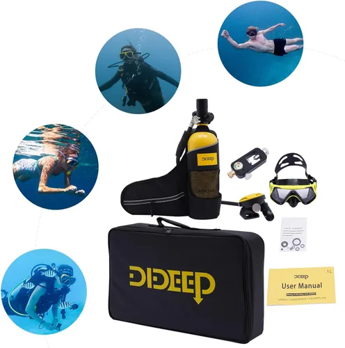 Vista 3 de Mini juego de buceo, tanque de buceo de 0.5L con bomba, kit de tanque de buceo de respiración subacuática de 4500 PSI, buceo, buceo, esnórquel