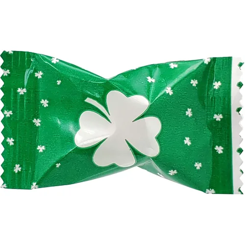 Vista 3 de Caramelos de menta irlandesa de San Patricio, paquete de 55 mentas después de la cena, caramelo de mantequilla y menta, diseño de leprauchan verde