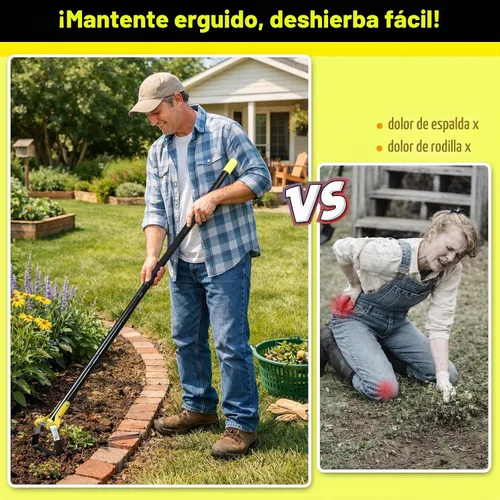 Vista 4 de Azada de jardín para desmalezar – Hoja afilada de empuje, azada de estribo de acero inoxidable, ajustable de 30 a 54 pulgadas, herramienta de azada