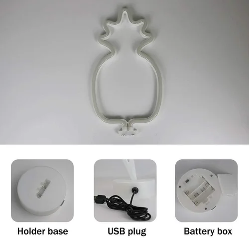 Vista 8 de Cartel de neón LED para interior, luz nocturna con base de soporte, funciona con batería/USB, luz decorativa de neón