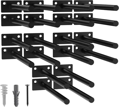 Vista 32 de 12-Pack 10 inch Floating Shelf Brackets, Hidden Shelf Bracket for Wood Negro-paquete de 12