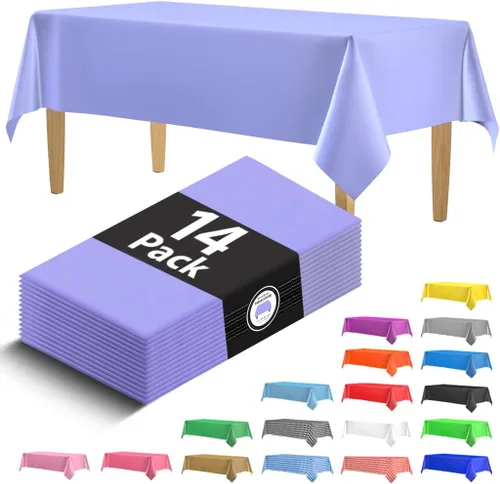 Vista 10 de Paquete de 14 manteles de plástico desechables rectangulares negros de 54 x 108 pulgadas - Cubiertas decorativas lisas para fiestas, bodas