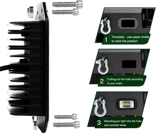 Vista 5 de Chelhead Luces antiniebla LED de montaje empotrado con DRL blanco de 6.3 pulgadas con haz combinado de vainas LED todoterreno compatibles