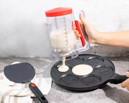 Vista 4 de Vertedor de panqueques y dispensador de masa para cupcakes sin desorden Capacidad de 4 tazas Control de vertido de precisión y mango fácil
