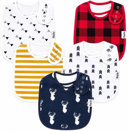 Vista 16 de KiddyStar Organic Cotton Baby Drool Bibs Soft, Adjustable, Absorbent, Unisex Teething Bandana Bibs for Babies