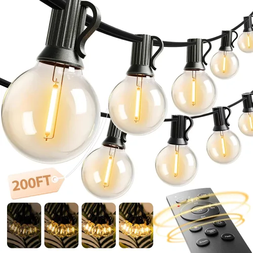 Vista 10 de addlon Cadena de luces para exteriores G40 de 50 pies con control remoto 27 Negro